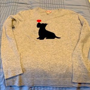 J Crew Grey wool Sweater. Scotty with heart.